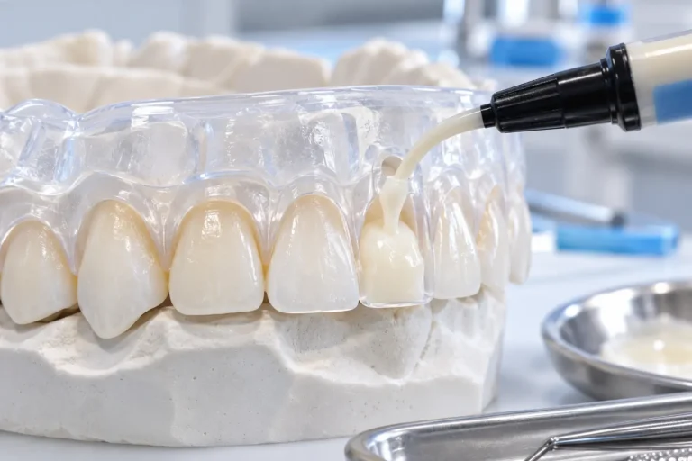 Tecnica Injection Flow con matrice trasparente e composito su modello dentale